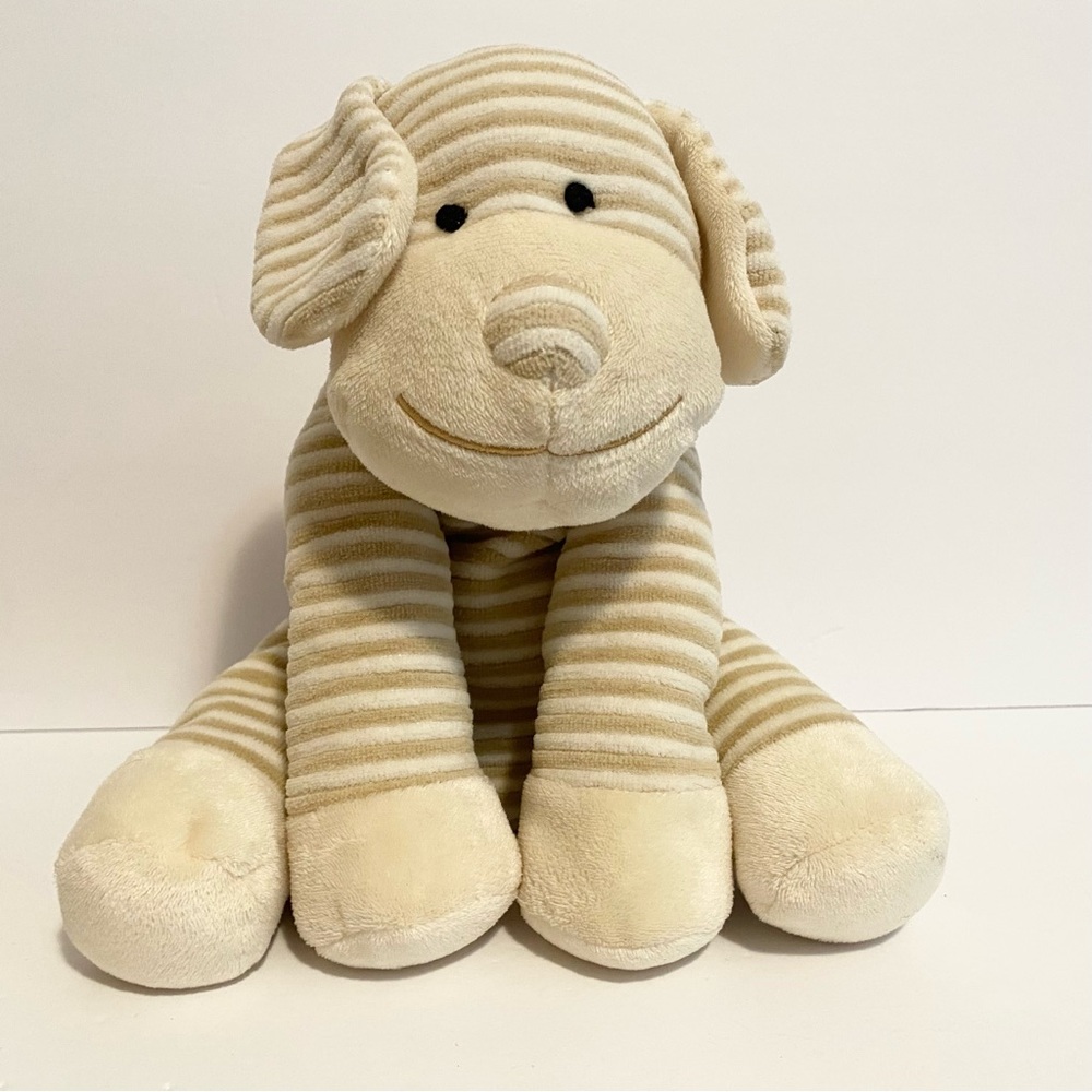 Animal Adventure Tan White Stripe Puppy Dog Baby Plush Lovey Soft Stuffed Animal
